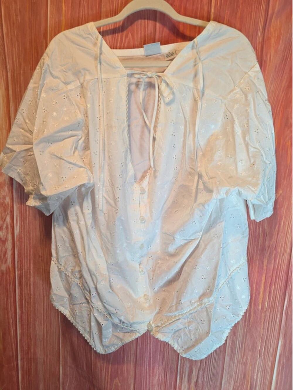 Carolina Colours Plus White Eyelet High Low Handkerchief Peasant Top 24 Cotton